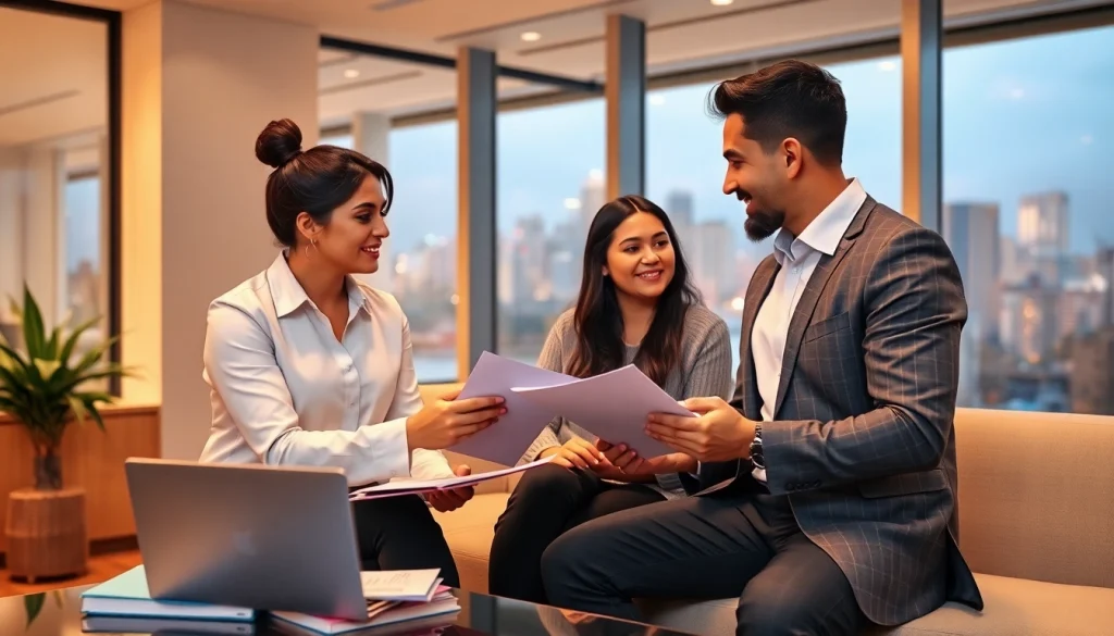 Migration lawyer Sydney consulting with clients in a modern office
