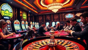 Exciting gameplay at xn88 sòng bài, featuring vibrant casino tables, roulette, and poker action.