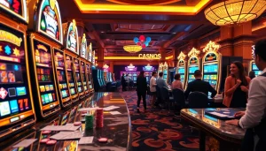 Experience the thrill of SLOT play with vibrant visuals of spinning reels and excited players.