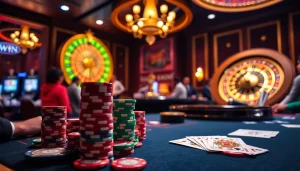 Players at a luxurious poker table enjoy thrilling games at 6RWIN casino.