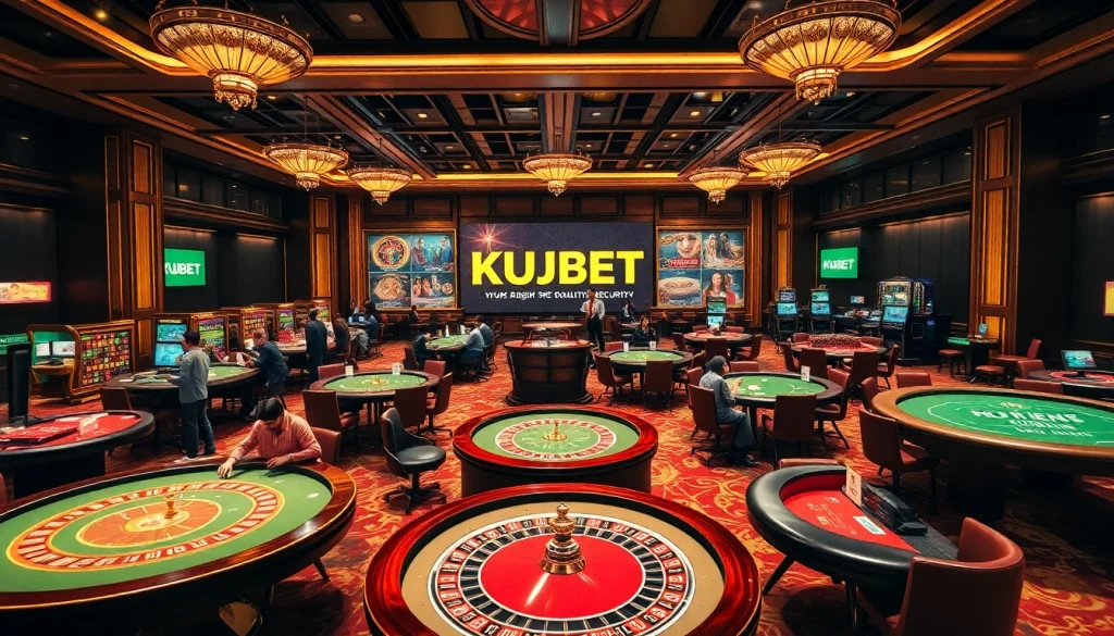 Kubet's vibrant online casino atmosphere with diverse tables and excited players.