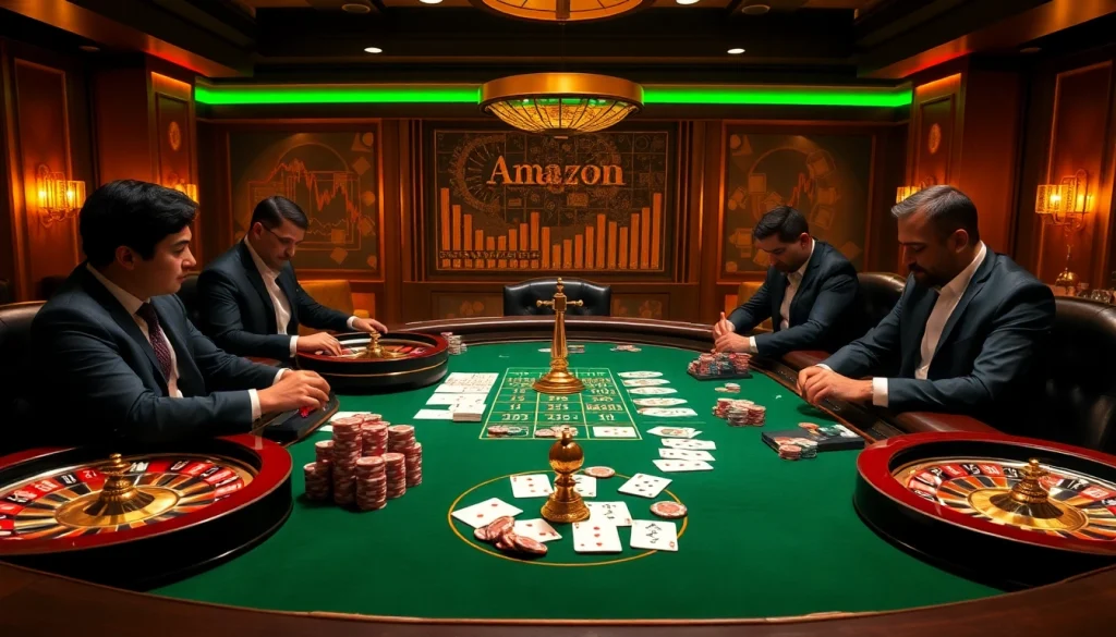 Engaging players at a poker table featuring amazon seller types and luxury casino elements.