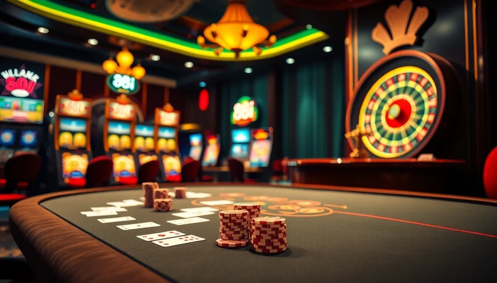 Experience the thrill of high-stakes gaming at 88i casino tables with cards and chips.