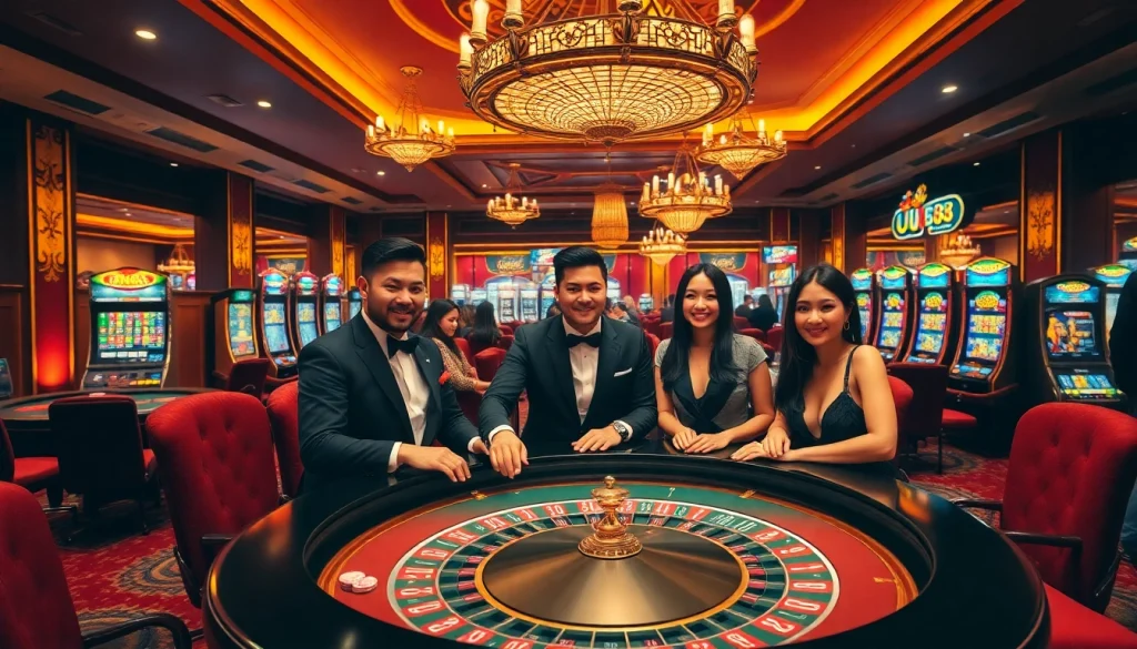 Experience the excitement of UU88 casino with vibrant gaming visuals and elegant decor.