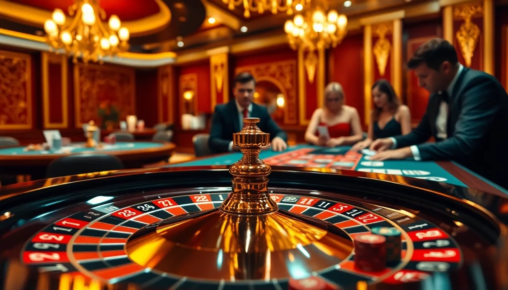 Players strategizing at the CM88 roulette table in a luxurious casino environment.