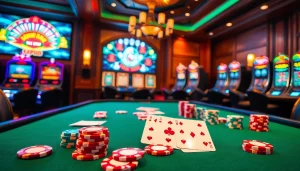 Feel the excitement of gambling at a luxurious casino with vibrant poker tables and roulette, inspired by https://ecogreenbuilders.in/contact/.