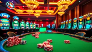 Players enjoying TT88 gaming setup with vibrant casino atmosphere and poker chips.