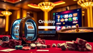 Engage with the exciting onicplay login interface featured among luxurious casino elements.