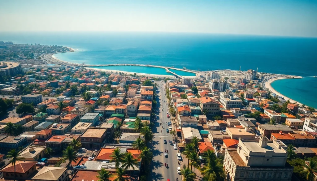 Mogadishu km square cityscape with vibrant markets and stunning coastlines.
