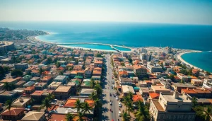 Mogadishu km square cityscape with vibrant markets and stunning coastlines.