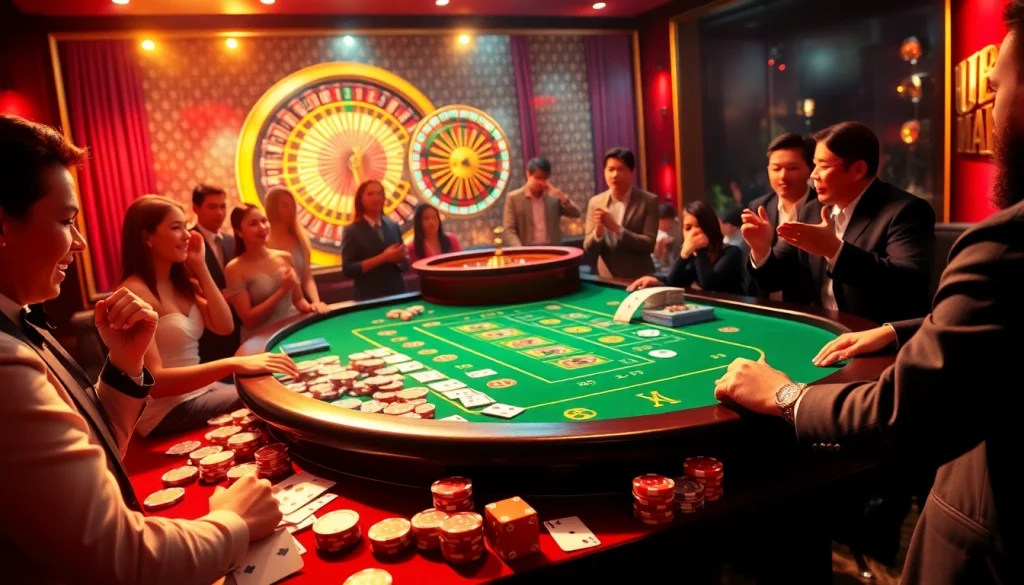 Players engaging in high-stakes gaming at the U888 casino table with poker chips and cards.