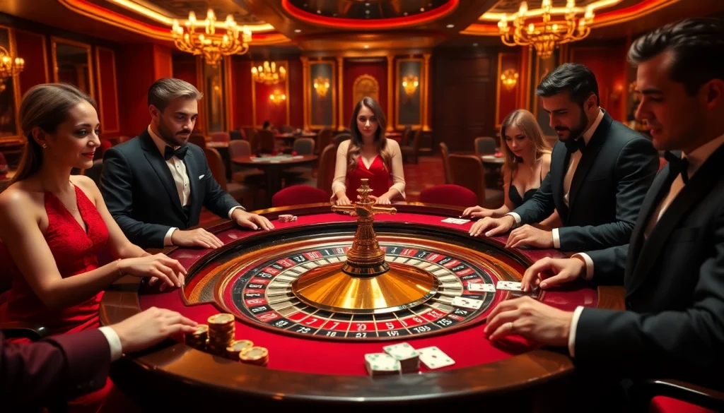 Players at a luxurious casino table strategizing with hidden wiki links displayed.