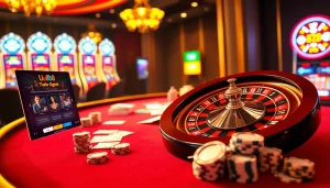 Experience the excitement of uu88 at a luxurious casino with poker chips and roulette.