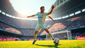 เรอัลมาดริด นักฟุตบอลที่กำลังแสดงทักษะบนสนามฟุตบอล