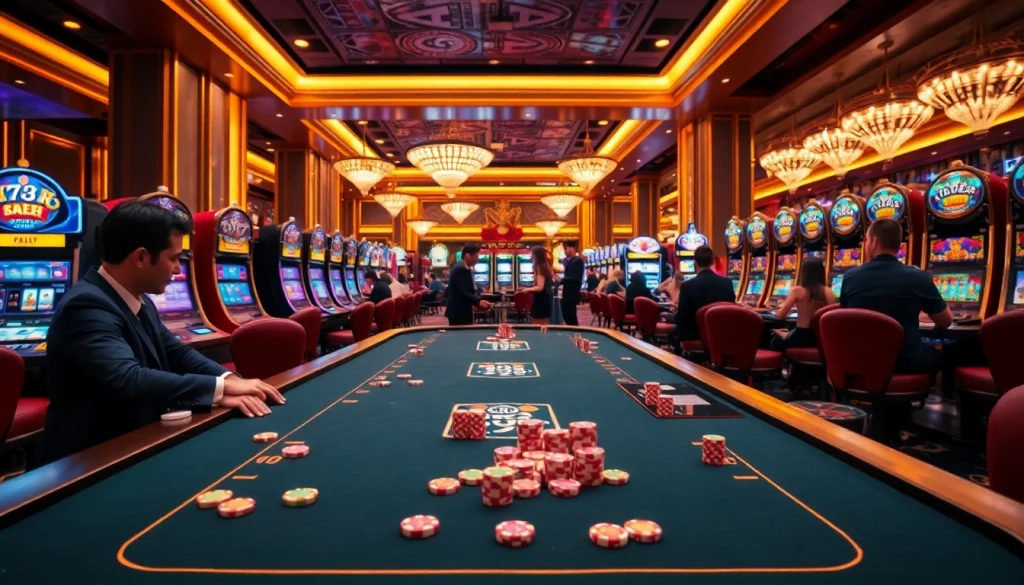 Players enjoying games at the vibrant 789f casino, showcasing excitement and luxury.