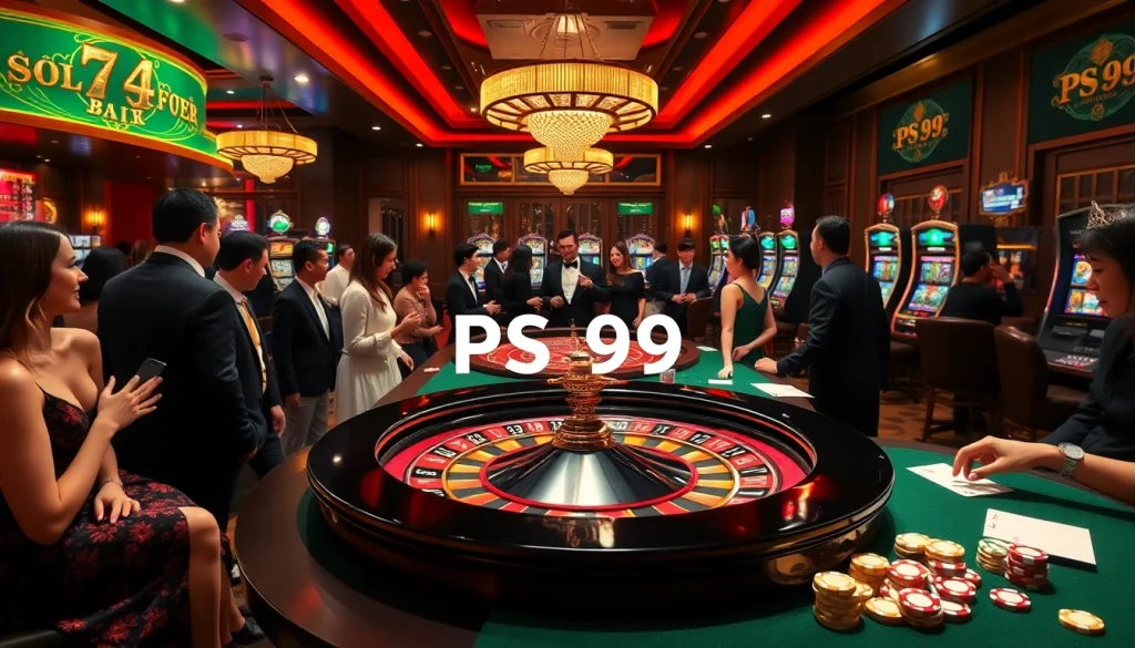 Experience the thrill of PS 99 at a luxurious casino, with roulette and poker excitement.