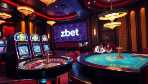 Experience thrilling gaming action at zbet with a vibrant casino atmosphere featuring poker and roulette.