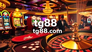 Experience the thrilling gaming environment of tg88 com with vibrant slots and an active poker table.