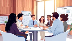 Hire salespeople during a vibrant and professional interview session in a modern office environment.