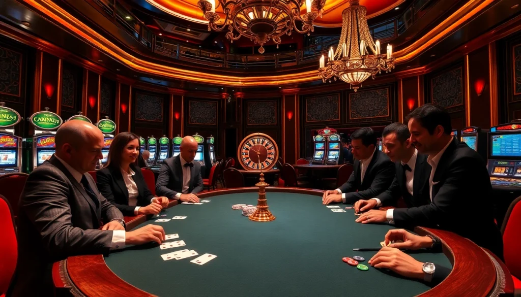 Engaging gamblers at a luxurious casino with references to the hidden wiki among vibrant gaming elements.