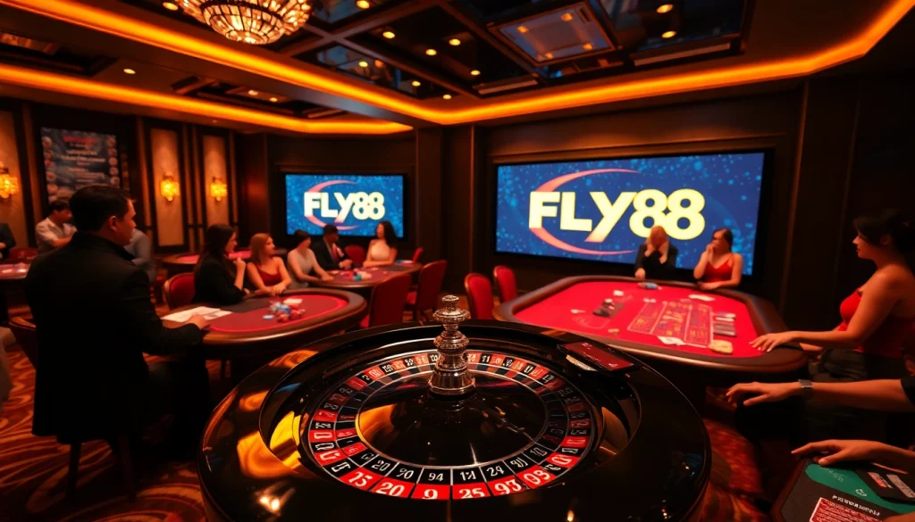 Experience the excitement at FLY88 with vibrant casino tables and thrilling games.