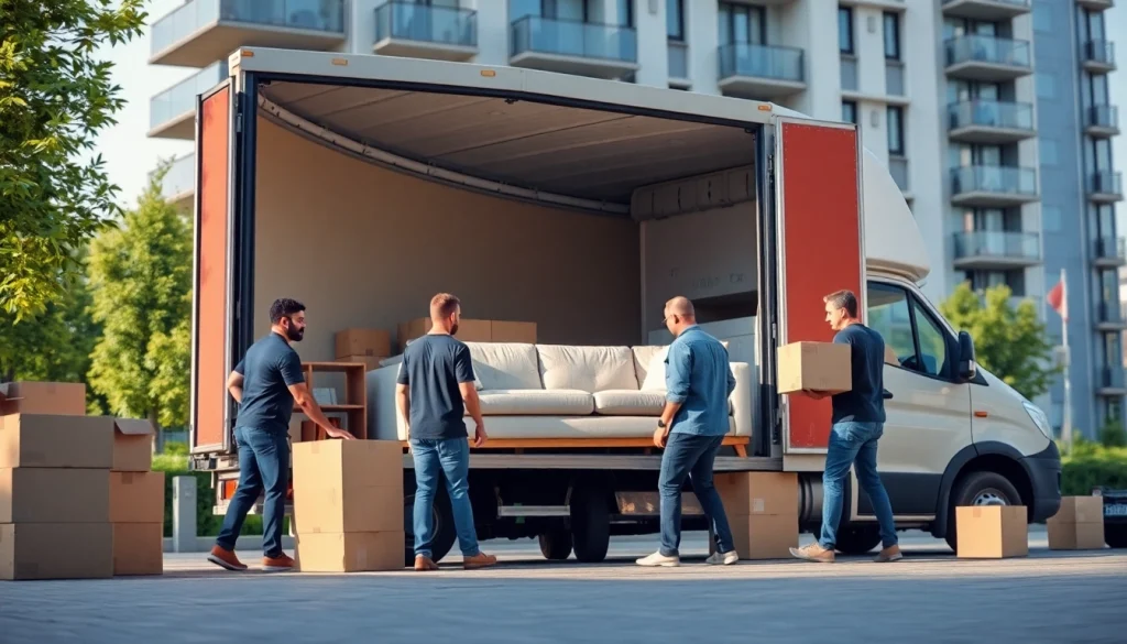 Umzugsunternehmen Hannover: Team lädt Möbel professionell in einen Umzugswagen.