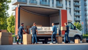 Umzugsunternehmen Hannover: Team lädt Möbel professionell in einen Umzugswagen.