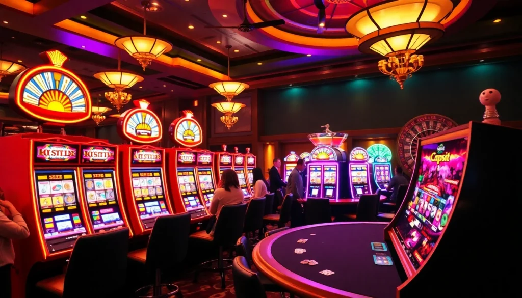 Adegan penuh aksi para pemain di mesin slot dengan tema slot deposit 1000 yang dipenuhi warna-warna cerah.