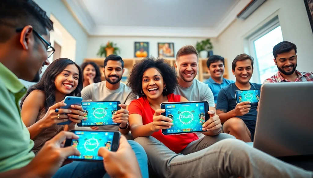 Engaging players enjoying the Jalwa Game on various devices in a vibrant home setting.
