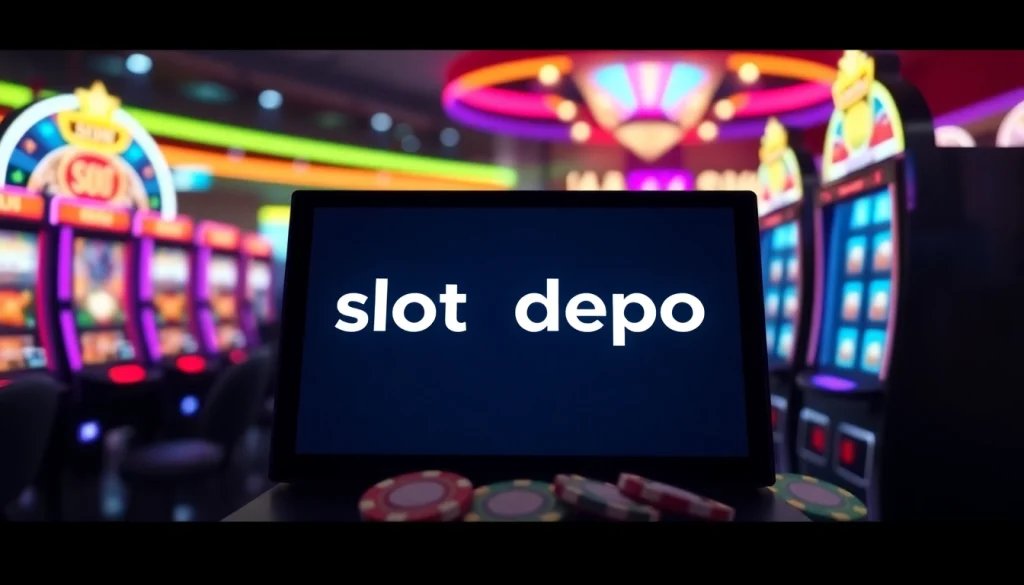 Permainan slot depo 1k dengan suasana kasino yang energik dan antusias.