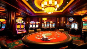 Exciting poker game in a luxurious casino atmosphere featuring VB88-themed decor.
