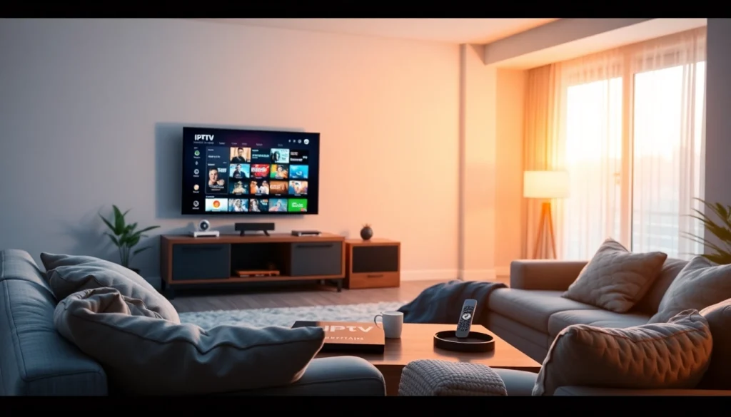 Discover top-tier streaming options with Abonnement iptv in a cozy, modern living room setting.