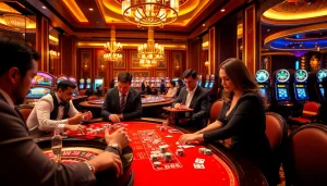 Exciting gameplay at the LC88 casino table with vibrant chips and cards in action.