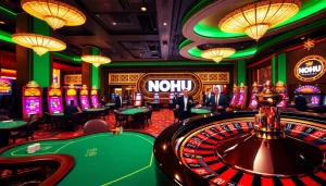 Experience thrilling high-stakes gambling at NOHU, showcasing vibrant tables and excitement.