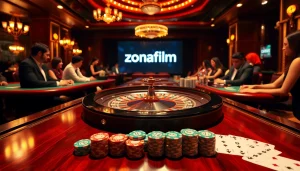 Engage with the electric atmosphere of a casino featuring zonafilm-themed gambling elements.