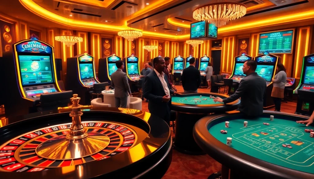 Celebrities enjoying exciting moments at crypto online casinos with digital poker tables and vibrant lighting.