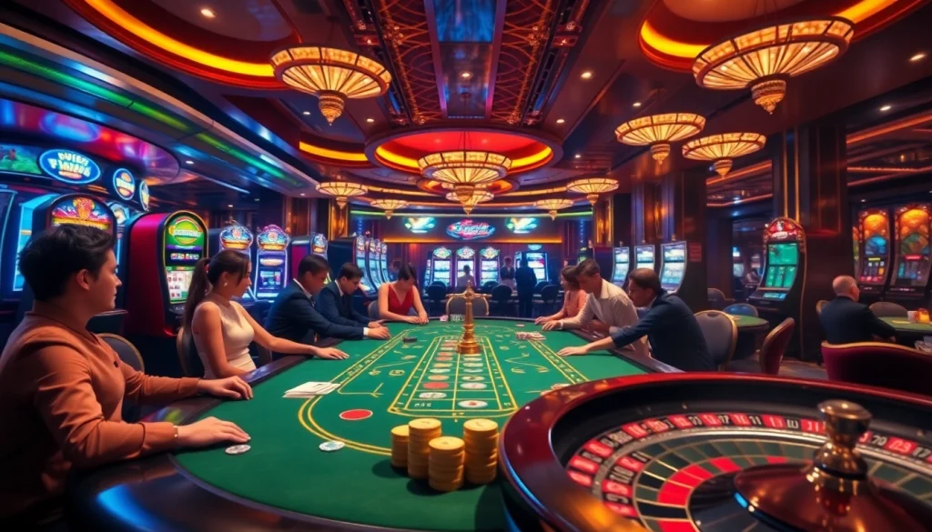 Experience the excitement of gambling with viral88 login at this vibrant casino scene filled with players and thrilling games.