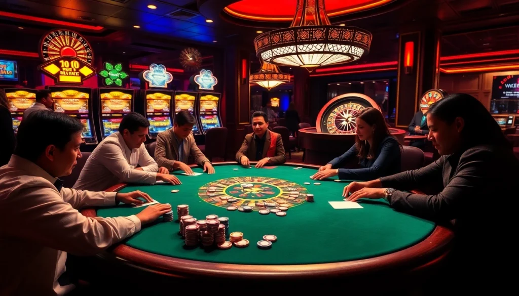 Experience the thrill of gaming at gg88 with vibrant poker chips and exciting slot machines.