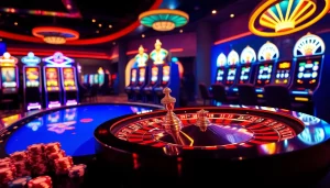 Experience exciting gameplay at Onicplay with vibrant slot machines and dynamic casino lights.