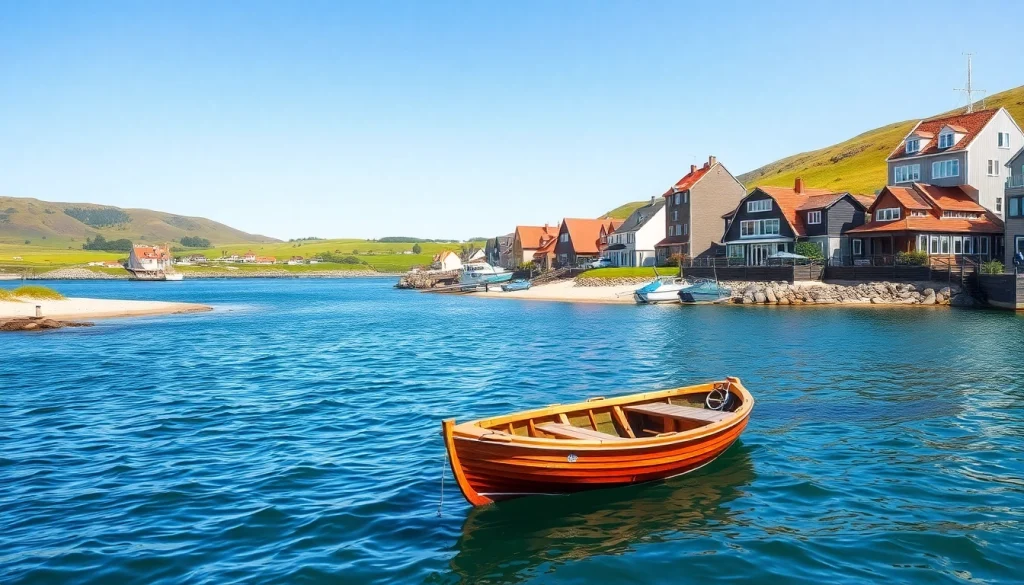 Bezoek https://mooidenemarken.nl voor een prachtige foto van een Deense kustlandschap met een klassiek bootje.