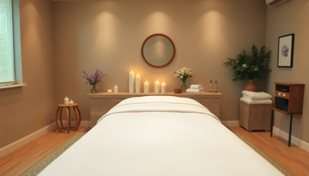차분한 분위기의 출장마사지 치료실과 편안한 요소들.