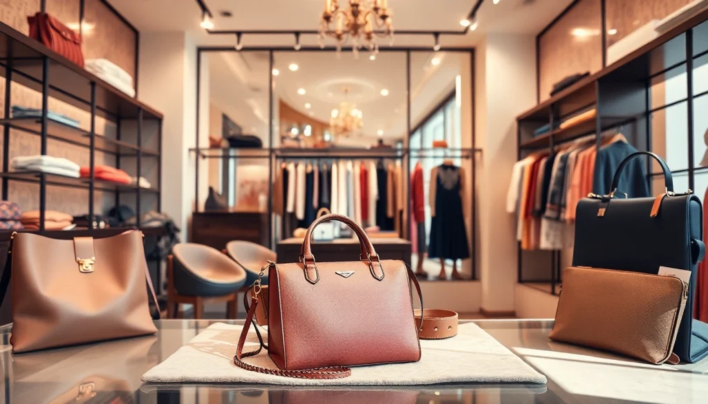 레플리카 패션 아이템으로 세련되게 꾸며진 쇼룸을 보여줍니다.