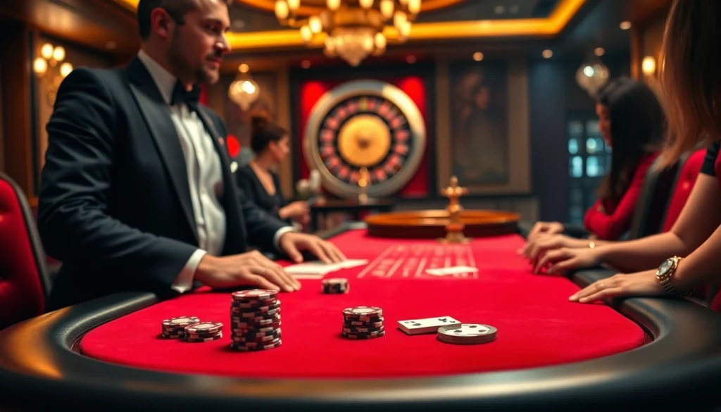 Experience a thrilling game at NK88’s high-stakes poker table with vibrant chips and cards.