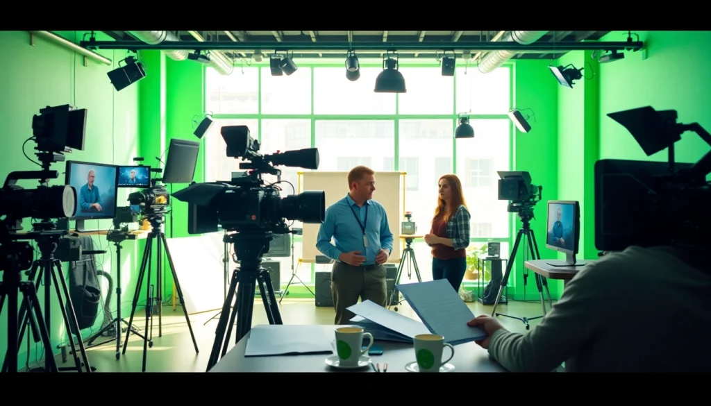 Creative team engaged in video production Calgary, showcasing dynamic workspace and brainstorming.