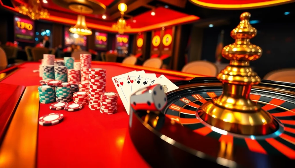 Gamblers enjoying a glamorous table game scene at https://xin8820.me/, surrounded by vibrant chips and cards.