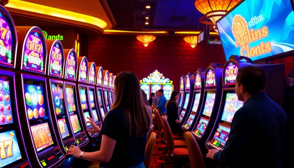 Dynamic players enjoying slot apiraja88 in an upscale casino environment.
