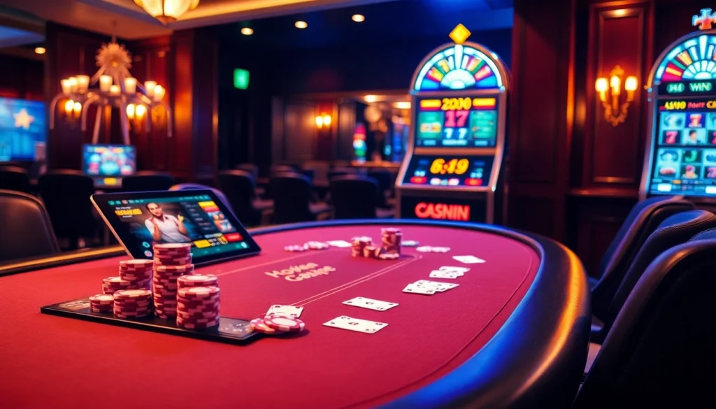 Experience the thrill of gambling with Haywin at an elegant casino filled with poker chips and slot machines.