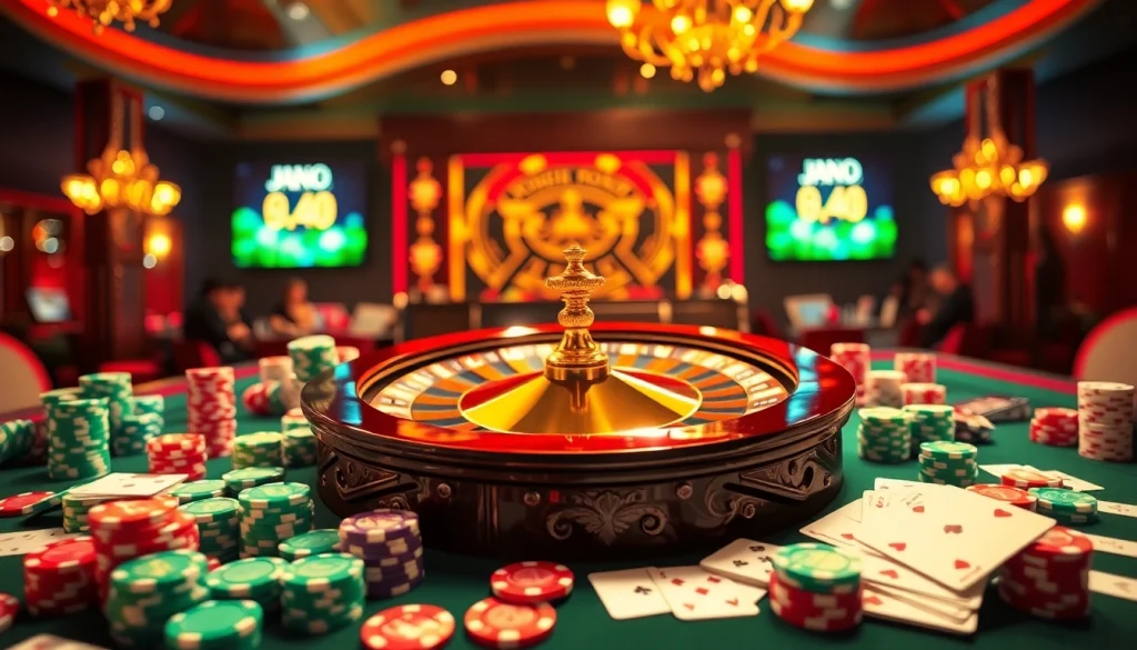 Experience the excitement of betting at https://www.jl55.one/ with a luxurious roulette wheel and vibrant poker chips.