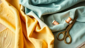 Wafelstof met unieke textuur en pastelkleuren verspreid op een houten tafel.