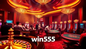 Experience the thrill of win555 at a luxurious casino with slot machines and thrilling games.